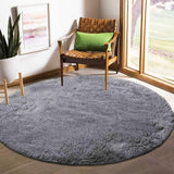 Tapis Chambre Rond Moderne Design Tapis Salon Shaggy Poils Longs Ronde Interieur Anti Slip Décor Moderne Ultra Doux De Peluche De Pièce De Maison De Pépinière De Carpettes(Gris, Diamètre 140cm)