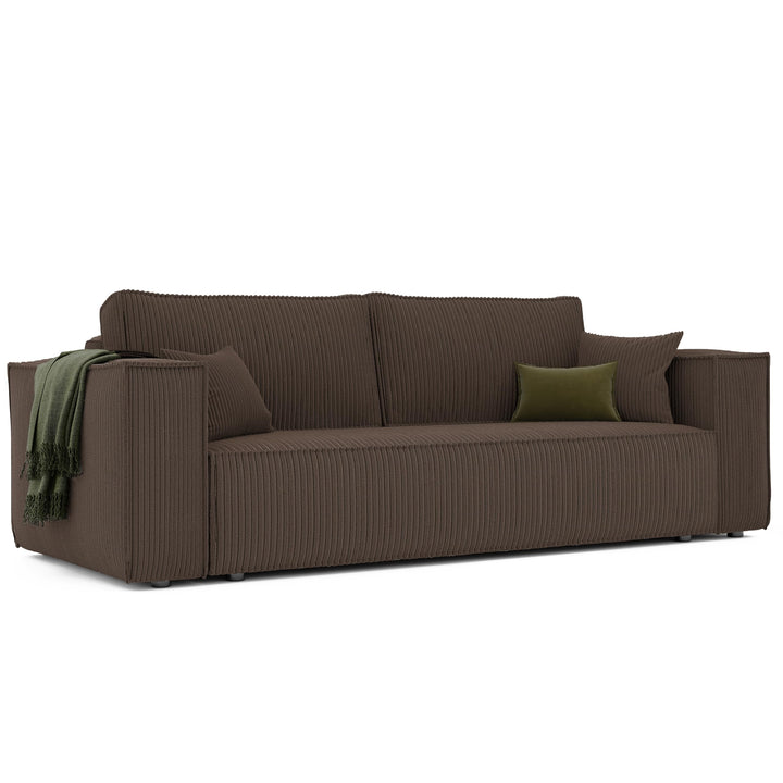 GREKPOL Sofa 240x105 cm - Canapé 3 Places Velours Côtelé - Marron Canapé Convertible 3 Places avec Dossier rembourré