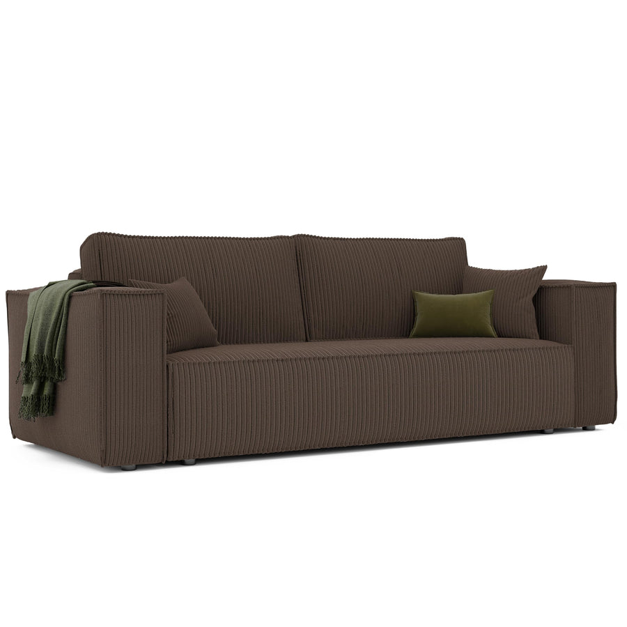 GREKPOL Sofa 240x105 cm - Canapé 3 Places Velours Côtelé - Marron Canapé Convertible 3 Places avec Dossier rembourré