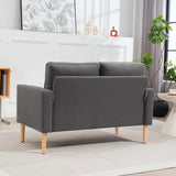 HOMCOM Canapé 2 Places Moderne Velours 127 cm, Assise Capitonnée, Gris