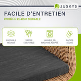 Juskys Ensemble de 2 fauteuils en Osier Cody avec Coussins - chaises en rotin d'intérieur et d'extérieur - Chaise pouvant Supporter jusqu'à 100 kg - chaises en rotin Modernes - chaises Naturelles