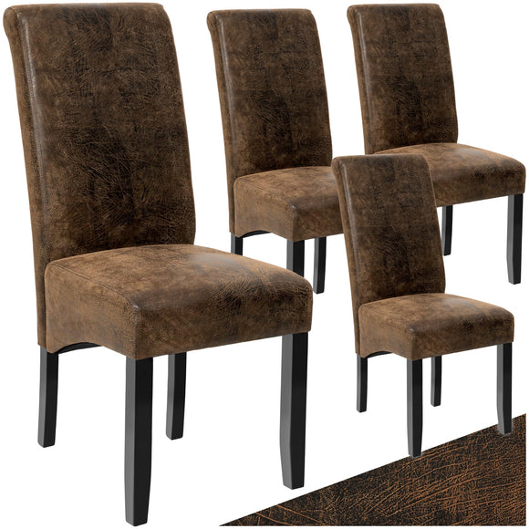 TecTake® Lot de 4 Chaises de Salle à Manger Moderne Chaise Ergonomique Confortable Chaise Design en Cuir synthétique Meuble Salon avec Pieds en Bois pour Salle à Manger, Salon, Coiffeuse, Chambre