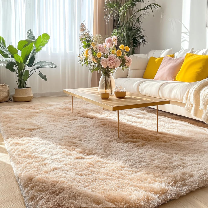 Homaxy Tapis Moelleux à Poils Longs - Dessous antidérapant - Lavable - pour Le Salon, la Chambre d Homaxy Tapis Moelleux à Poils Longs - Dessous antidérapant - Lavable - pour Le Salon, la Chambre d'enfant, la Chambre à Coucher - 160 x 220 cm, Beige