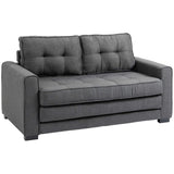 HOMCOM Canapé Convertible 2 Places canapé-lit avec Dossier capitonné, Coussins et Matelas Pliable au Sol, canapé en Tissu Effet Lin pour Salon, Chambre d'amis, 147,5 x 75 x 85 cm, Gris