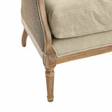 Loberon Greenbrier - Fauteuil rembourré confortable - Finition antique authentique - Tressé à la main - Coton - Rotin - Bois de frêne - Marron antique / Beige