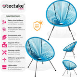 TecTake® Lot de 2 Fauteuil de Jardin Acapulco pour Salon de Jardin Exterieur ou Intérieur, Structure en Acier époxy, Mobilier pour Amenagement Balcon Terrasse - Plusieurs Couleurs