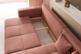 GREKPOL Canapé d'angle Convertible 145x248 à Gauche ou à Droite - Canapé 3 Places Convertible - Canapé Rose - Canapé avec Espace de Rangement - Canapé Lit - Canapé Convertible