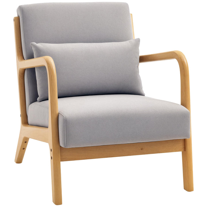 HOMCOM Fauteuil de Salon avec Cadre en Bois Massif Fauteuil Lounge - Assise Profonde - accoudoirs - Aspect Velours Gris