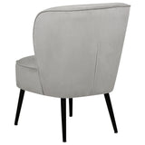 Fauteuil Bas en Velours Gris Clair sans Accoudoirs Pieds Obliques en Métal Noir Voss