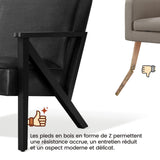 Yaheetech Fauteuil de Salon Lot de 2 en Similicuir Fauteuil d’appoint avec Cadre en Bois Pieds et Accoudoirs en Forme de Z Siège de Bureau Chambre Réception Noir