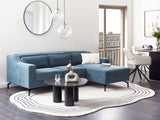 Beliani Canapé d'angle en Velours Bleu Foncé avec Appuis-tête Réglable pour Salon Moderne