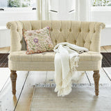 Loberon Weralin - Canapé Chesterfield classique à carreaux - Rembourrage fixe - Lin, coton, chêne - Beige