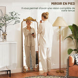 HOMCOM Miroir Pleine Longueur accroché/appuyé Baroque 50x160 cm Ton Or