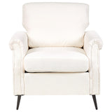 Fauteuil en Tissu Rembourré Blanc et Pieds en Métal Noir Salon Rétro Vietas