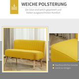 HOMCOM Canapé 2 Places en Tissu Canapé rembourré Canapé Double Siège Canapé Lounge Bois Mousse Jaune 117 x 56,5 x 77 cm