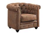 Vente-unique - Fauteuil Chesterfield en Microfibre Aspect Cuir Vieilli