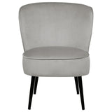 Fauteuil Bas en Velours Gris Clair sans Accoudoirs Pieds Obliques en Métal Noir Voss