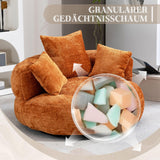 KOMHTOM Gros Pouf Canapé, Pouf Fauteuil Canapé pour Les Paresseux, avec 3 Coussins, sans Installation, Idéal pour Chambre, Salon ou cinéma Maison (Orange-Chenille)