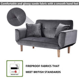 Canapé-lit inclinable en velours gris 2 places pour salon/chambre d'amis/bureau Design moderne 125 x 61 x 70 cm