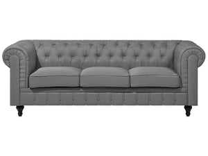 Beliani Canapé 3 Places en Tissu Gris Clair Chesterfield BIG