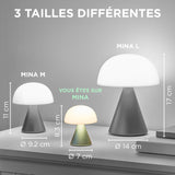 LEXON MINA Mini Lampe Champignon sans fil rechargeable, lampe LED à poser ou de chevet, à variateur d'intensité, jusqu'à 12h d'autonomie - Vert Sombre