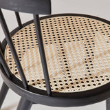 Alice's Home - Lot de 2 chaises Noires en Bois et cannage. Nora. L 54 x P 54 x H 76.5cm