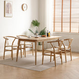 LIMHOME FSC® Chaise de salle à manger Wishbone en bois massif et cordon en papier - Aucun montage nécessaire - Naturel (laqué)