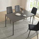 [en.casa] Table de Salle à Manger avec Plateau Rectangulaire Table à Manger Élégante pour Salon Cuisine Bureau MDF Acier 140 x 80 x 75 cm Gris Effet Chêne Noir