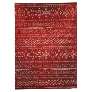 1A2T - Tapis Berbere Salon 140x200 cm Rouge - Tapis Design Scandinave Moderne Tapis Jute Geometrique - Tapis Berbére à Poils Ras Idéal pour Le Salon, 3108