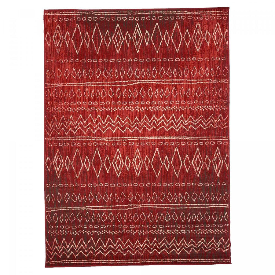 1A2T - Tapis Berbere Salon 140x200 cm Rouge - Tapis Design Scandinave Moderne Tapis Jute Geometrique - Tapis Berbére à Poils Ras Idéal pour Le Salon, 3108