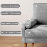 Vesgantti Petit Canapé 2 Places Gris Clair, Canapé en Lin 121cm avec Coussin à Ressorts, Mini Canapé Chambre avec Accoudoirs, Canapé de Salon Moderne, Canapé Fixe 2 Places, Gris Clair Causeuse