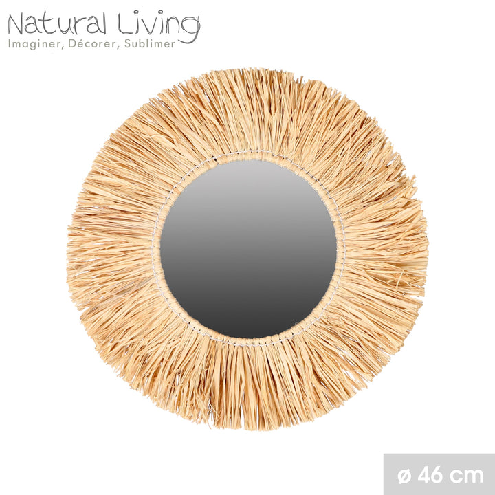 Natural Living Miroir avec Franges en Raphia DIAM 46CM Natural Living Miroir avec Franges en Raphia DIAM 46CM