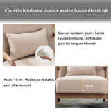 EBELLO Fauteuil de salon avec Cadre en Bois et Coussin, Beige