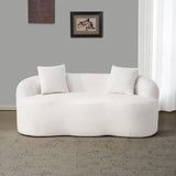 Sapgaks Canapé 2 Places courbé, avec accoudoirs Ronds,Canapé Double Compressible avec 2 Coussins,Canapé rembourré Moderne,pour Salon et Chambre,Aucun Montage requis,Blanc