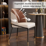 FATIVO Lot de 2 Chaises Salle à Manger: Chaise Beige et Marron de Cuisine en Cuir Confortable Chaise Design Salon avec Pieds en Métal Rembourrée pour Restaurant - 50x52x80.5cm