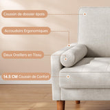 Vesgantti Petit Canapé 2 Places en Lin Ashbeige 121cm Coussin à Ressorts, Accoudoirs, Salon Moderne, Causeuse Fixe