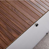 BenyLed Table à Manger Rectangulaire de 160 cm pour 4 à 6 Personnes, Table de Cuisine Moderne avec Piétement à Lattes en Bois pour la Maison, Le Restaurant, Le Bureau, etc. (Noyer)