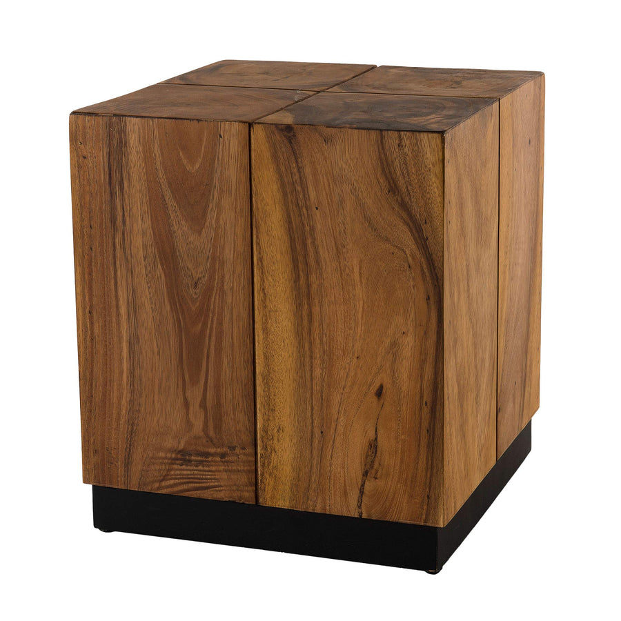 MACABANE Sam - Table d'appoint carrée 38x38cm Bois Suar piètement Noir