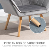 HOMCOM Fauteuil Salon Chaise Coiffeuse Fauteuil scandinave avec Dossier Haut et accoudoir rembourré - Fauteuil Chambre avec Pied en Bois, revêtement en Effet Velours, 67 x 61,5 x 71 cm, Gris