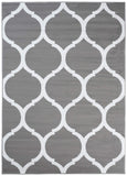 TAPISO Luxury Tapis Poils Ras Moderne Gris Blanc Géométrique Trèfle Marocain Tapis Salon Chambre Adulte Salle à Manger Bureau Oeko-TEX Résistant 160 x 220 cm