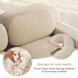 Canapé 3 Places avec revêtement hautement élastique, Canapé d'angle modulaire avec accoudoirs extra larges, Pour salonen hambre et home cinéma, en tissu velours côtelé Beige (sans assemblage)