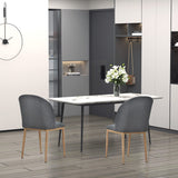 HOMCOM Lot de 2 chaises de Salle à Manger Chaise de Salon Pieds en métal Imitation Bois 50 x 58 x 85 cm Gris