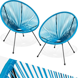TecTake® Lot de 2 Fauteuil de Jardin Acapulco pour Salon de Jardin Exterieur ou Intérieur, Structure en Acier époxy, Mobilier pour Amenagement Balcon Terrasse - Plusieurs Couleurs