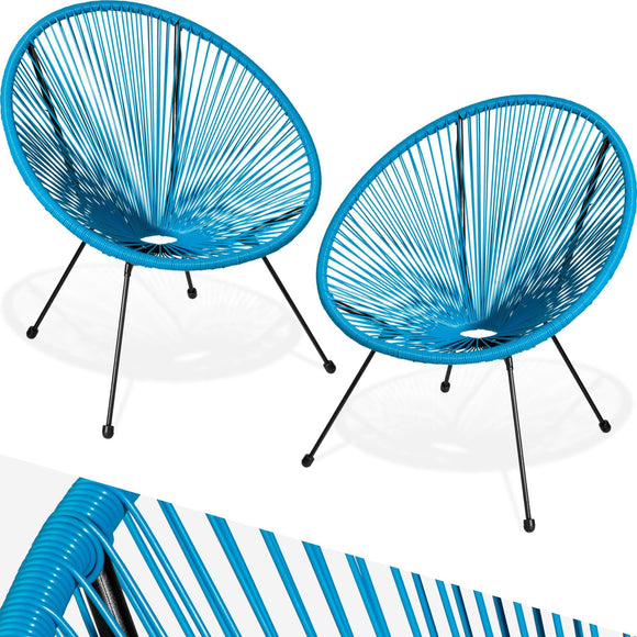 TecTake® Lot de 2 Fauteuil de Jardin Acapulco pour Salon de Jardin Exterieur ou Intérieur, Structure en Acier époxy, Mobilier pour Amenagement Balcon Terrasse - Plusieurs Couleurs