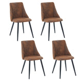 MEUBLE COSY Lot de 4 Chaises de Salle à Manger Rétro Fauteuil Assise rembourrée en suédine Pieds en métal pour Cuisine Salon Chambre Bureau, Style Industriel, Marron, 52,5x49,5x83cm