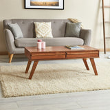 IDIMEX Table Basse Jona Style scandinave Table de Salon rectangulaire avec 2 tiroirs, en pin Massif lasuré Brun foncé