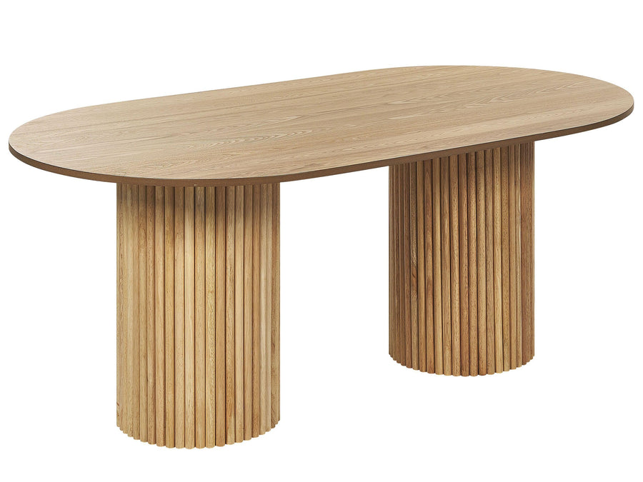 Table de Repas Ovale 180 x 100 cm en MDF et Bois d Table de Repas Ovale 180 x 100 cm en MDF et Bois d'Hévéa Bois Clair Sheridan