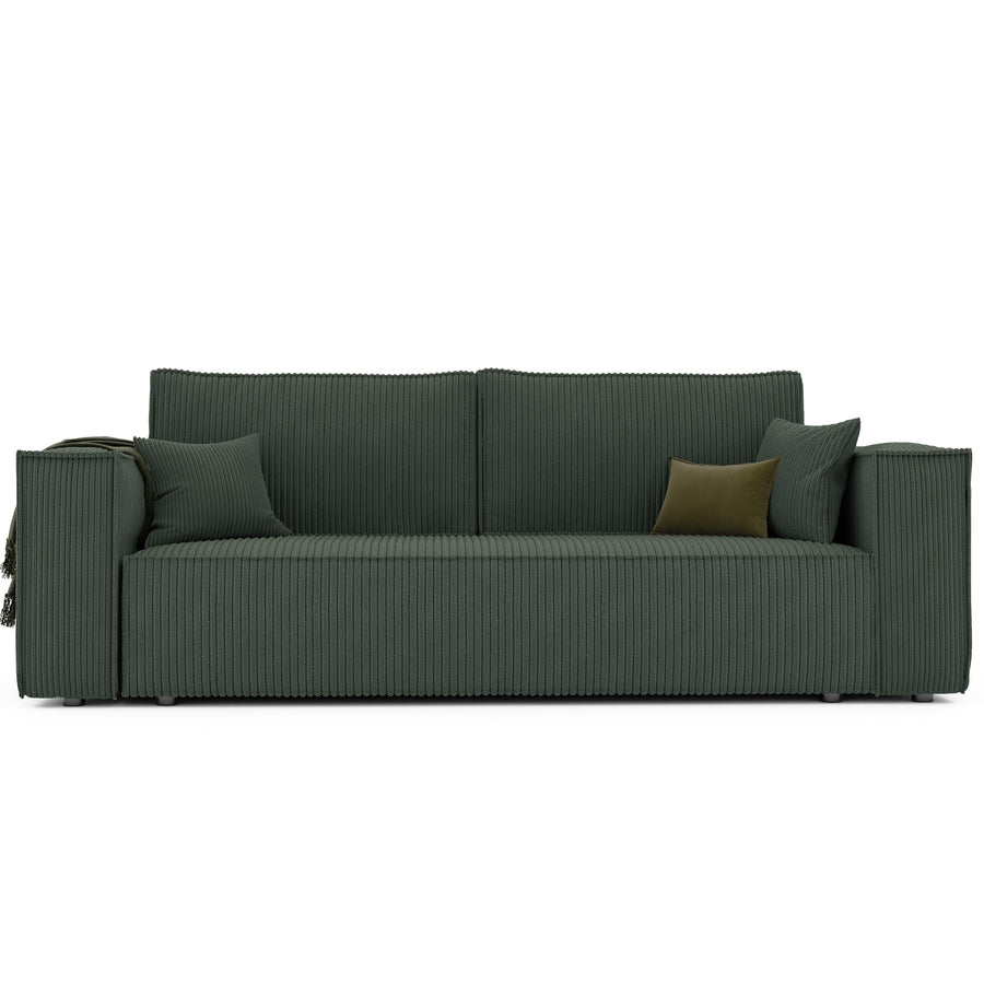GREKPOL Sofa 240x105 cm - Canapé 3 Places Velours Côtelé - Vert Canapé Convertible 3 Places avec Dossier rembourré
