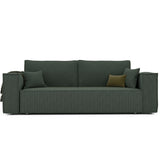 GREKPOL Sofa 240x105 cm - Canapé 3 Places Velours Côtelé - Vert Canapé Convertible 3 Places avec Dossier rembourré