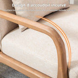 EBELLO Fauteuil de salon avec Cadre en Bois et Coussin, Beige